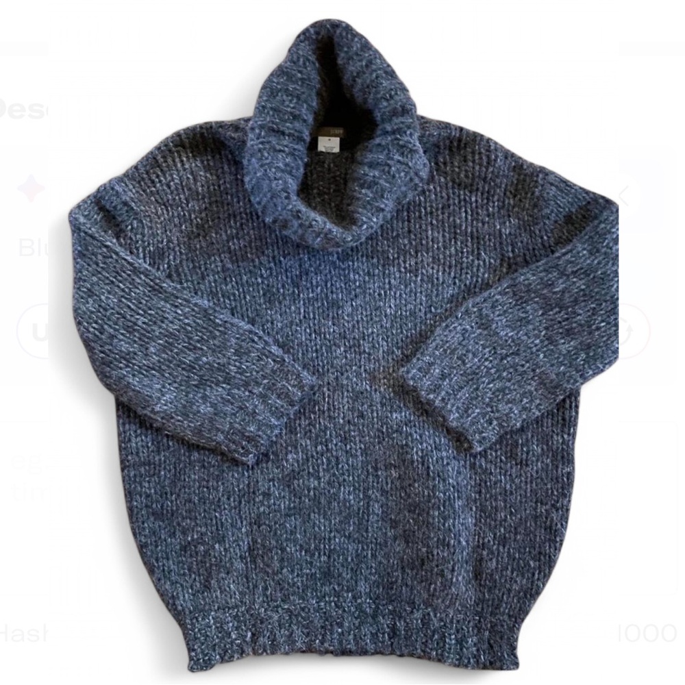 J. Crew Women’s Gray Lambs Wool Angora Chunky Knit Cowl Sweater Size M